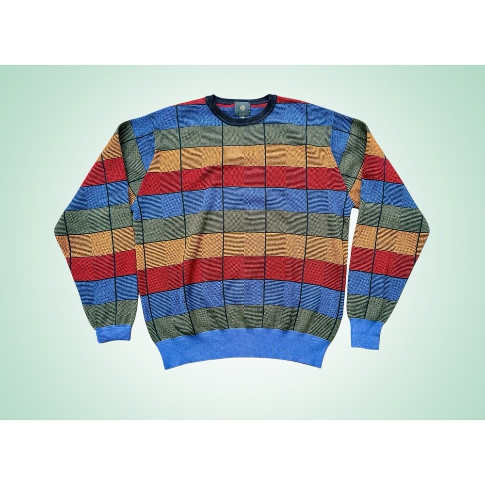Vintage F/X Fusion Men's Multicolor Patchwork Sweater. Size M. Coogie-esque